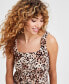 Women's Animal-Print Square-Neck Sleeveless Top, Created for Macy's