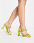 ASOS DESIGN Wide Fit – Hedley – Verzierte Mules in Limettengrün mit Absatz, weite Passform