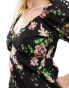 Wednesday's Girl devore puff sleeve mini dress in black floral