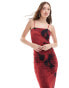 Noisy May rose print maxi dress in red