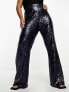 Collective the Label Plus exclusive sequin wide leg trousers in midnight blue