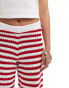 ASOS DESIGN knitted crochet trouser in red stripe