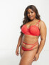 We Are We Wear Curve lace longline padded balconette bra in red