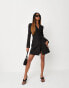 Missguided lace up detail blazer mini dress in black