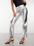 Never Fully Dressed PU trouser in metallic silver