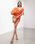 ASOS EDITION memory draped structure off shoulder mini dress in orange