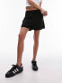 Topshop plain linen drawstring short in black