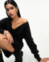 ASOS DESIGN supersoft slouchy v neck jumper mini dress in black