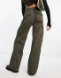 Urban Classics high waist wide leg cargo trousers in olive