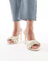 Public Desire Sable Wide Fit heeled mules with applique flowers in cream