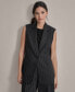 Petite Striped Notched-Collar One-Button Vest