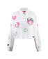 Women's White Peanuts Snoopy Sweet Heart Long Sleeve Cropped Polo