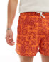 Another Influence swim shorts in orange sunny geo print