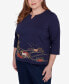 Plus Size Classic Farmhouse Scenic Keyhole Neck Top