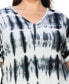 Plus Size Tie Dye V-Neck Dolman Roll Sleeve Top