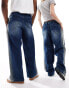 COLLUSION unisex baggy skate jeans in midwash