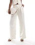 Pimkie linen blend tailored straight leg trousers in ecru