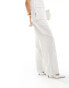 Pretty Lavish linen blend smart trouser co-ord in cream pinstripe