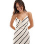 Pretty Lavish satin slip maxi dress in asymmetric stripe