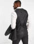 ASOS DESIGN skinny wool mix suit waistcoat in charcoal herringbone