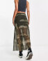 Reclaimed Vintage maxi skirt in animal print with ruffles