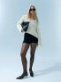 ASOS DESIGN hand knit jumper in chunky stitch with turn back cuffs in cream