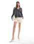 & Other Stories exclusive wool blend cardigan with turned up sleeves in dark grey