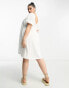 ASOS DESIGN Curve broderie mini smock dress with curve seam in white