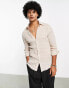 ASOS DESIGN super skinny longline shirt with ruched fabric in beige