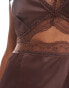 Never Fully Dressed lace cut-out slip maxi dress in chocolate