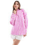 ASOS DESIGN oversized shirt in neon pink stripe