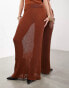 ASOS EDITION fine knit sheer maxi skirt co-ord in rust