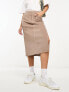 ASOS DESIGN cord pencil skirt with split in mocha