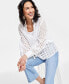 Women's Cotton Tie-Neck Eyelet Blouse, Created for Macy's