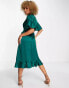 AX Paris ruffle wrap midi dress in emerald green