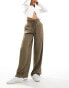 ASOS DESIGN tie waist trouser in khaki