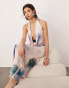 ASOS EDITION sheer statement cowl neck maxi dress in blurred floral print