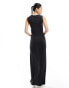 Weekday Ira boatneck maxi dress with tie split side in black