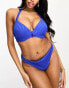 ASOS DESIGN Fuller Bust mix and match rib underwired moulded knot front halter bikini top in cobalt blue