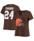 Women's Nick Chubb Brown Cleveland Browns Plus Size Name Number V-Neck T-shirt