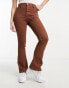 DTT Petite Bianca high waisted wide leg disco jeans in chocolate