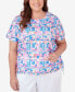 Plus Size Paradise Island Geometric Top with Braided Neckline