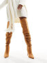 ASOS DESIGN Kingdom heeled ruched over the knee boots in tan