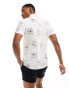 Ben Sherman short sleeve linear floral print shirt in white