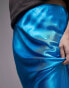 Topshop satin bias maxi skirt in bright blue