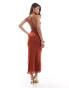 ASOS DESIGN halter maxi dress with extreme cut out back detail in rust