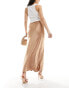 New Look satin midi skirt in gold