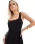 ASOS DESIGN Petite seamed maxi tennis sundress in black