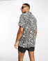 ASOS DESIGN relaxed revere shirt in grey paisley print