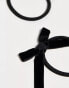 DesignB London pack of 2 mini velvet bow hair ties in black